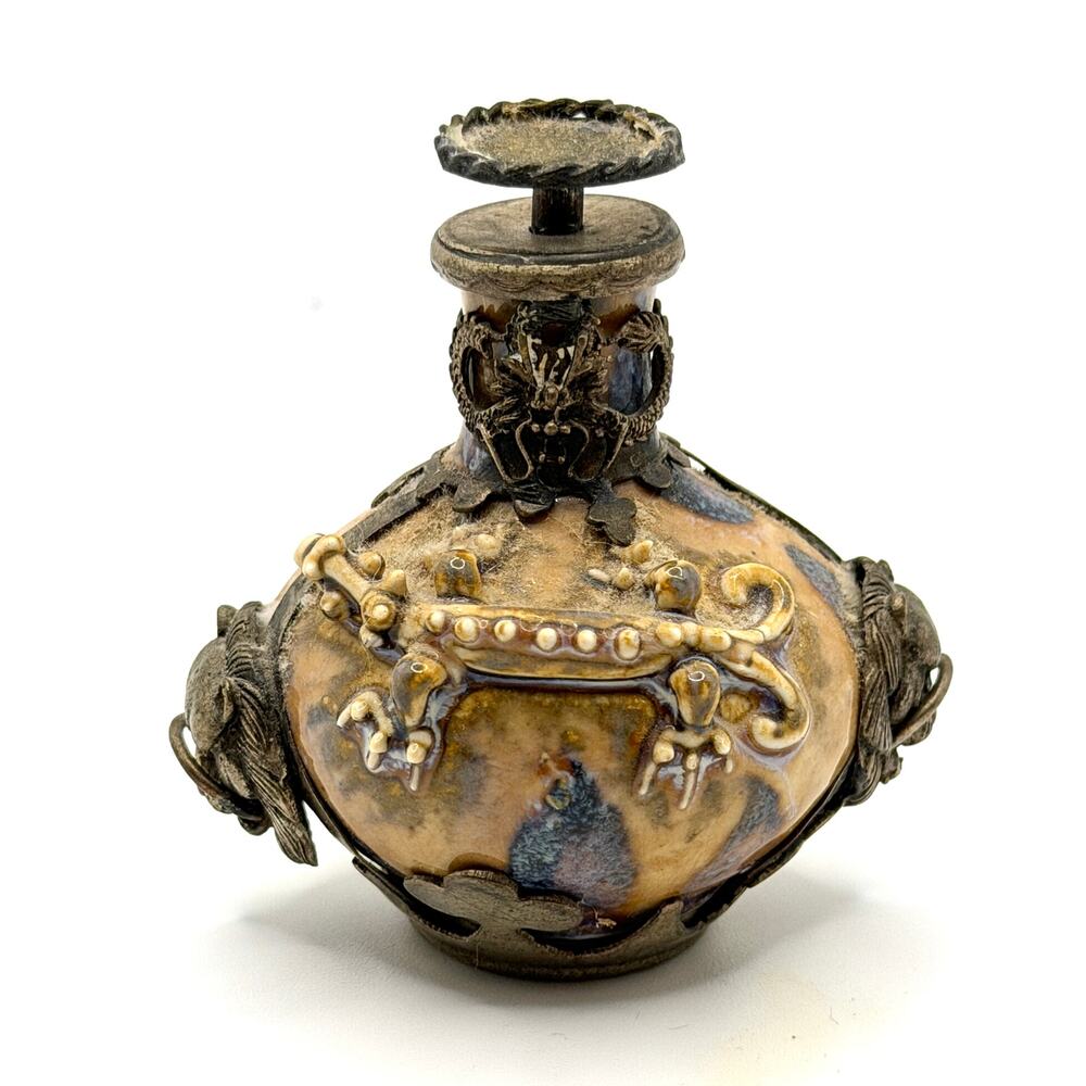Vintage Republic Style Splash Glaze Porcelain Dragon Relief Snuff Bottle